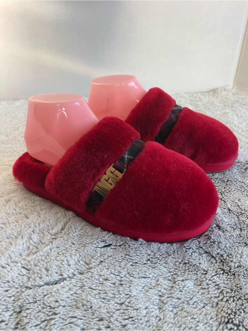 UGG Women’s Dalla Plaid Slippers In Ribbon Red